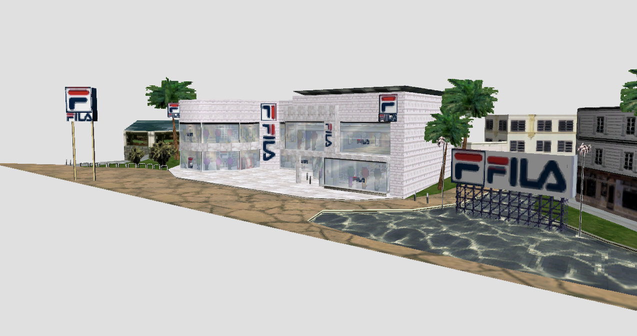 A FILA store, floating in the void