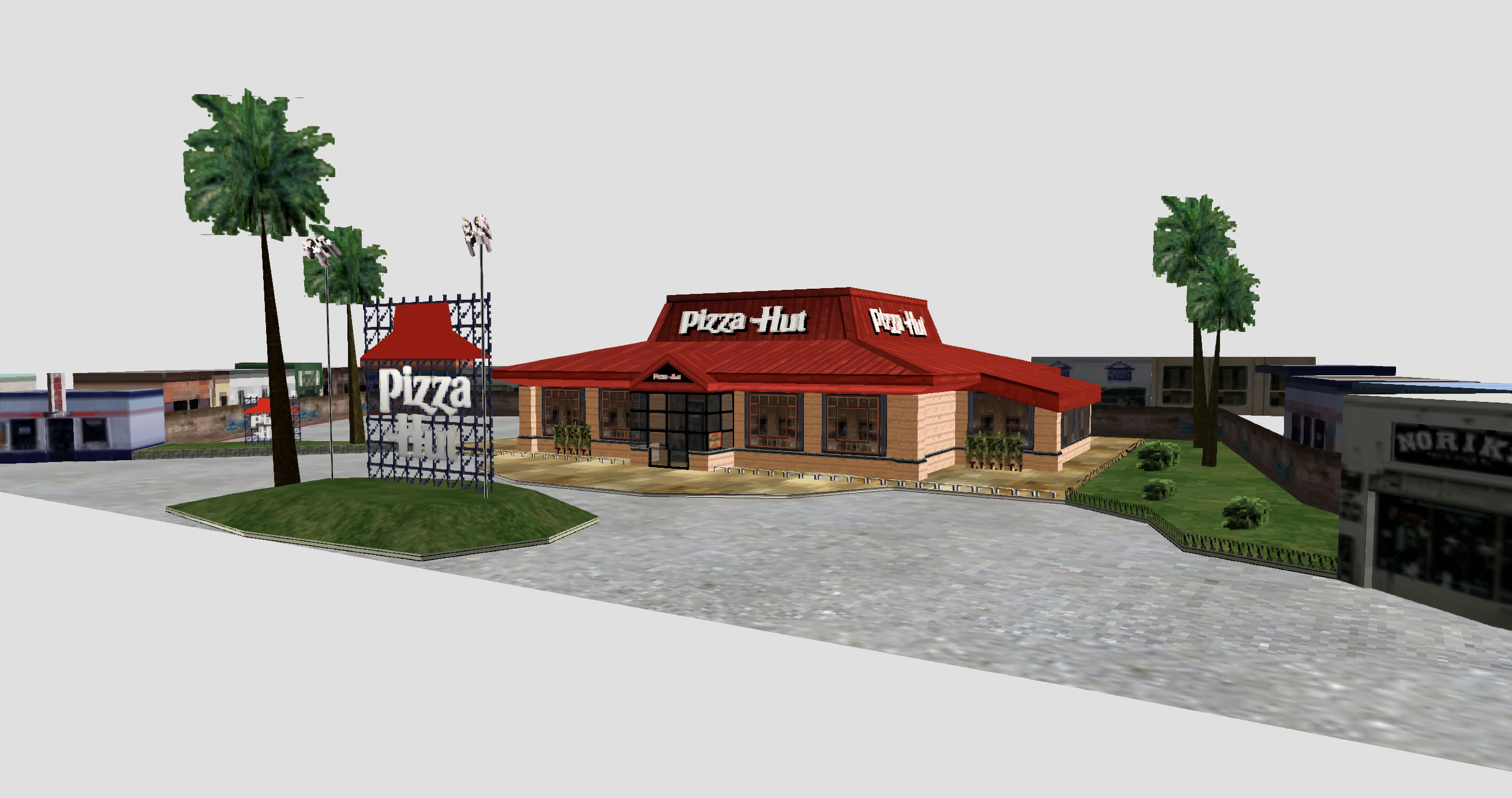 Pizza Hut, serenely floating in the limbo of noclip